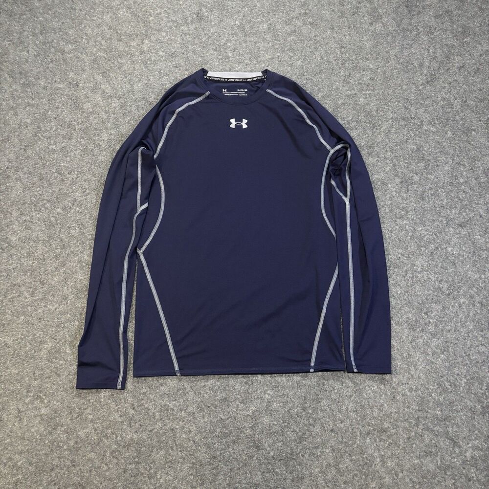 Under Armour Heatgear Compression Shirt Mens XL Blue Long Sleeve Shirt